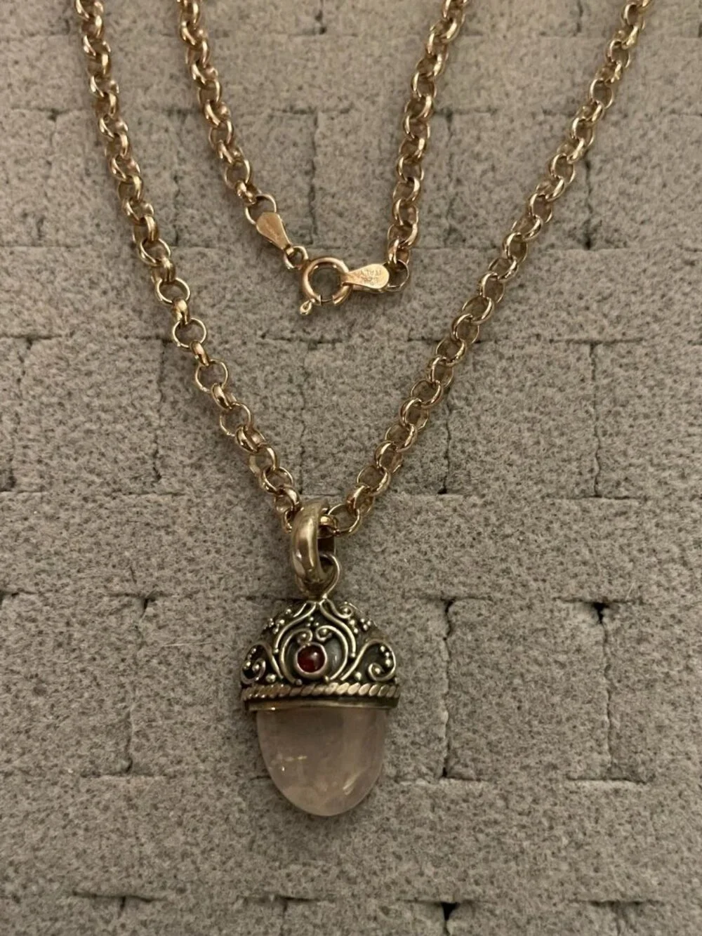 Vintage Sterling Silver Crystal Necklace Pendant 925 16